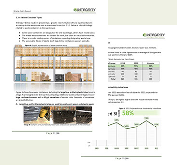 A customized commercial recycling report we create for clients